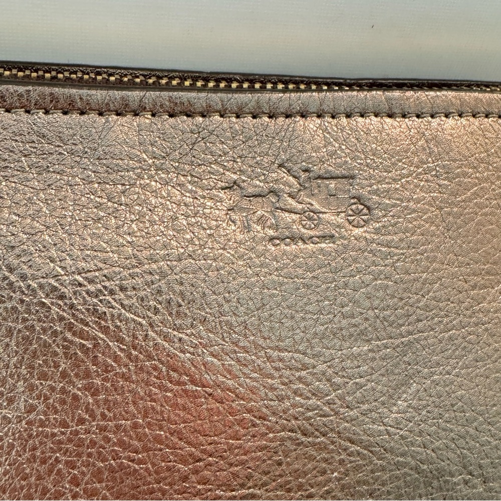 Coach Bleeker Metallic Bronze Gold Leather Clutch Wristlet - Picture 4 of 13